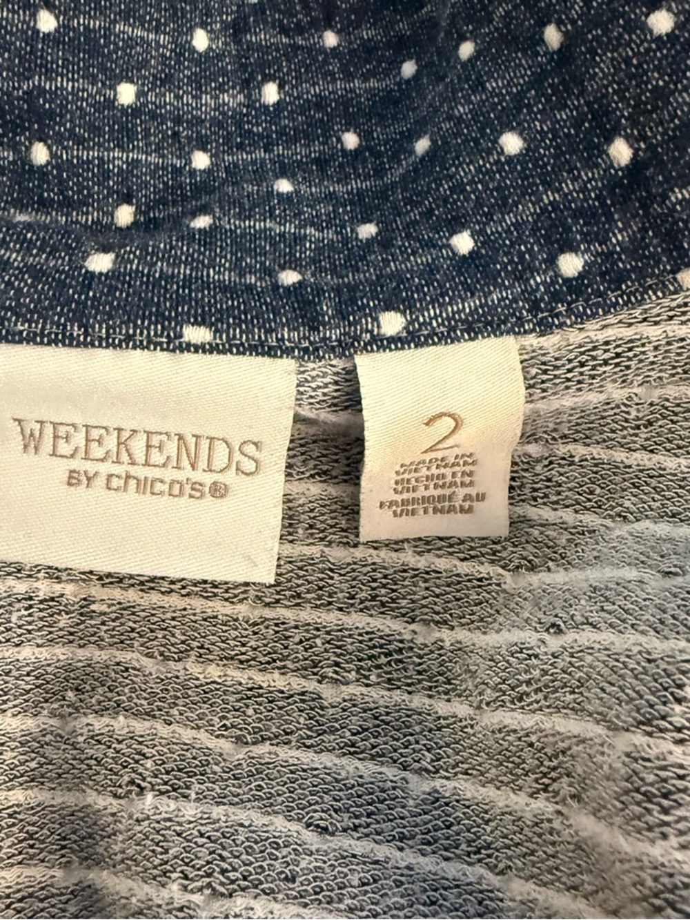 Chico’s Zip Up Jacket Women’s M Blue Polka Dot Lightweight Casual Layer - Picture 9 of 11